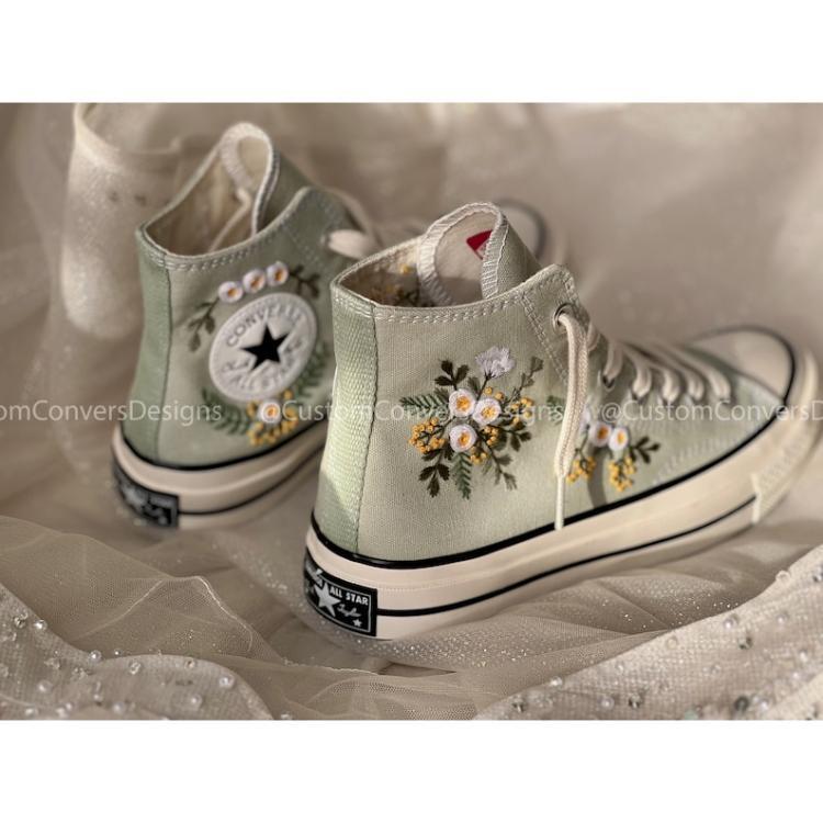 Bridal Converse, Embroidered converse, Embroidery