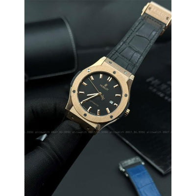 HL Gold Black Dial Black Rubber Mens Watch