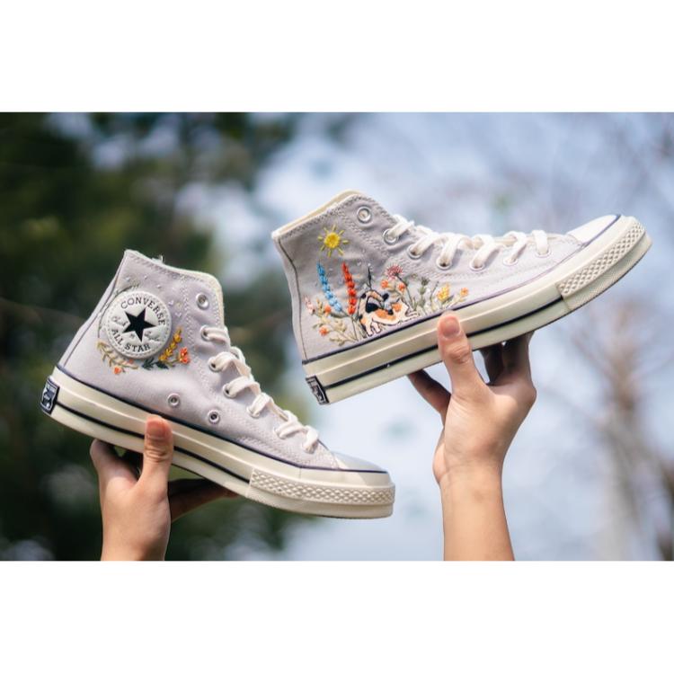 Embroidered Converse, Cat and Flower Garden, Mushroom Embroidered