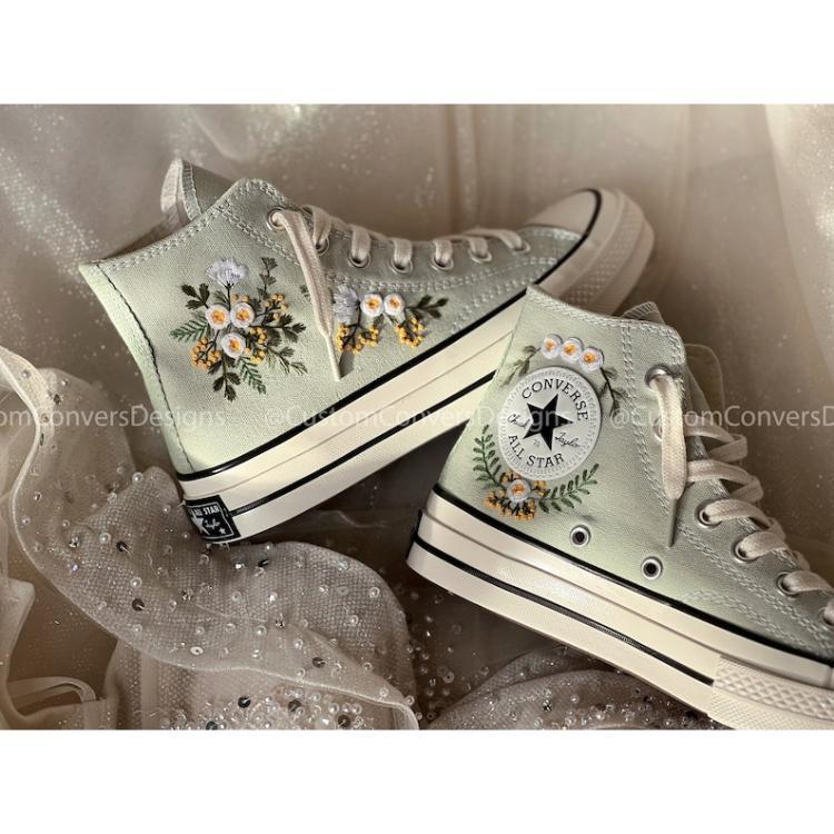 Bridal Converse, Embroidered converse, Embroidery