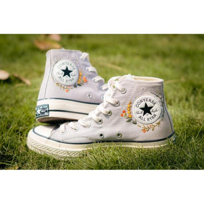 Embroidered Converse, Cat and Flower Garden, Mushroom Embroidered