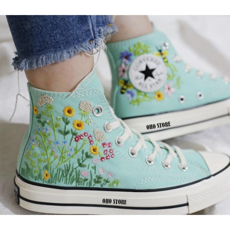 Custom embroidery , Converse , Embroidery , Mushroom shoes