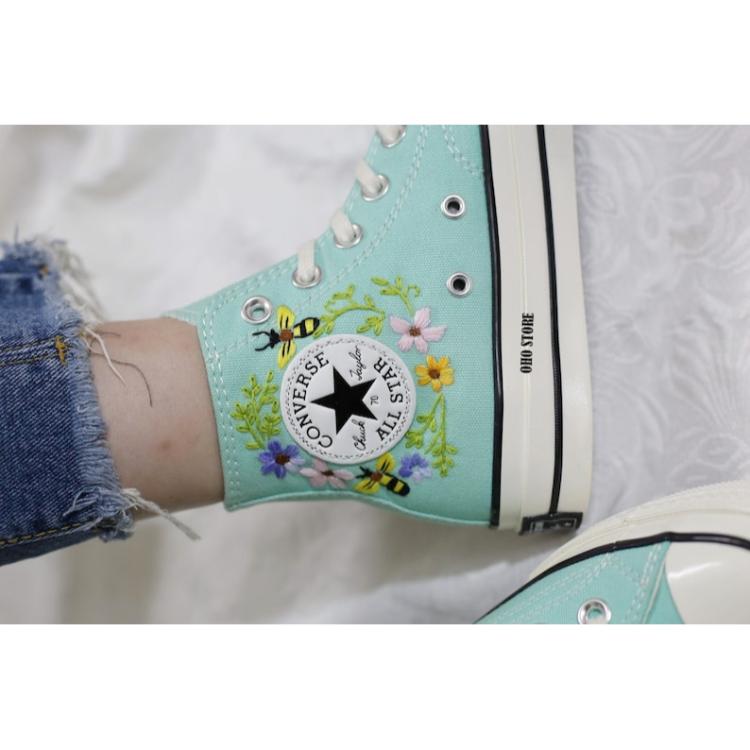 Custom embroidery , Converse , Embroidery , Mushroom shoes