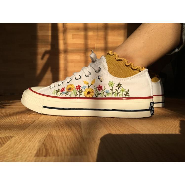 Flower Converse, Converse LOW Tops, Embroidered Flower Garden