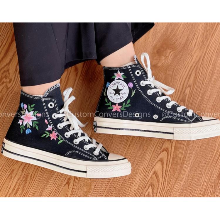 Converse embroidered shoes, custom embroidery, embroidered converse