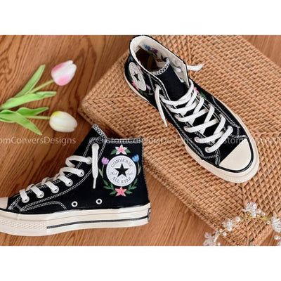 Converse embroidered shoes, custom embroidery, embroidered converse