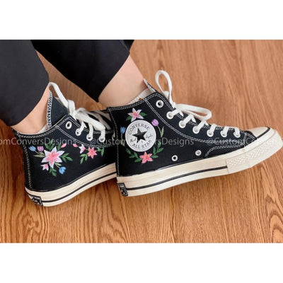 Converse embroidered shoes, custom embroidery, embroidered converse