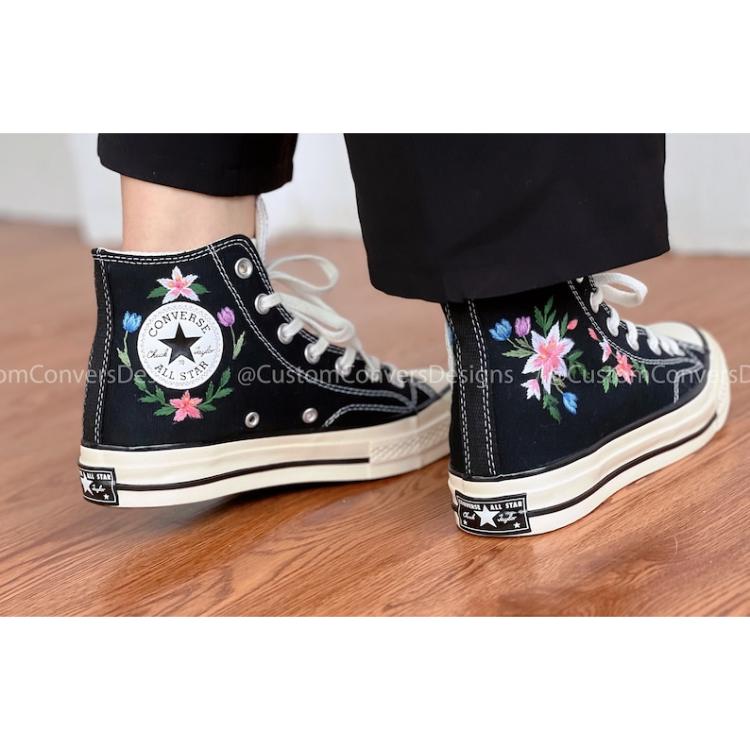 Converse embroidered shoes, custom embroidery, embroidered converse