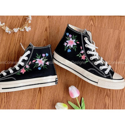 Converse embroidered shoes, custom embroidery, embroidered converse