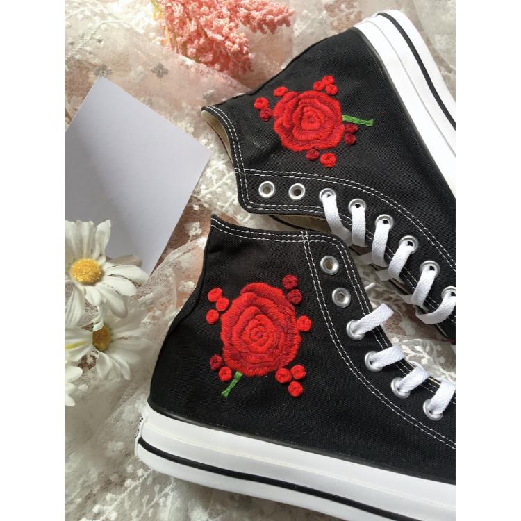 Converse embroidered shoes, custom embroidery, embroidered converse