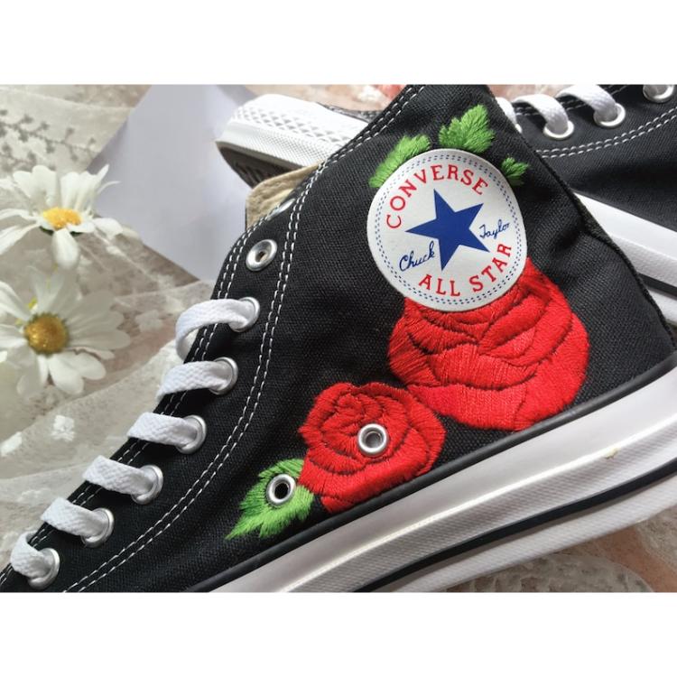 Converse embroidered shoes, custom embroidery, embroidered converse