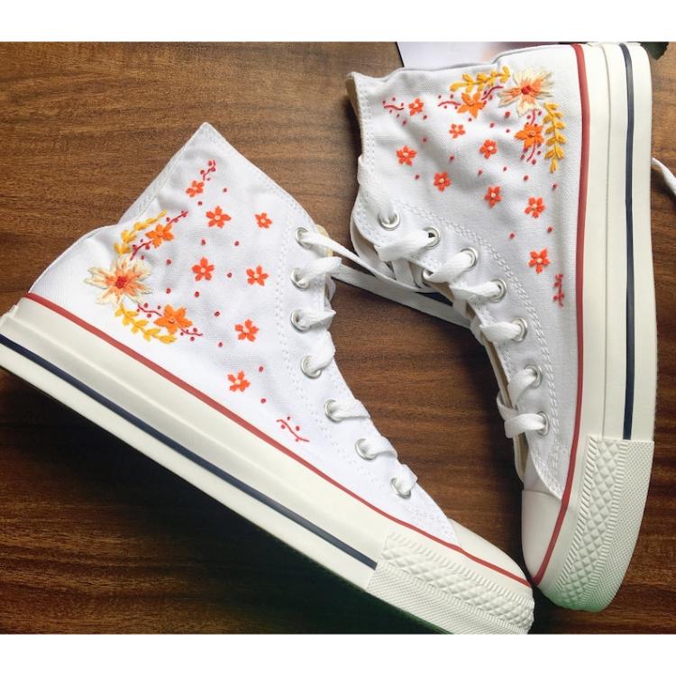 Converse embroidered shoes, custom embroidery, embroidered converse