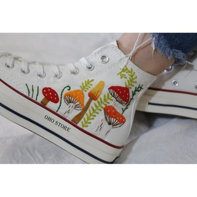 Custom Embroidered Converse Shoes For Weddings, Bridal Converse