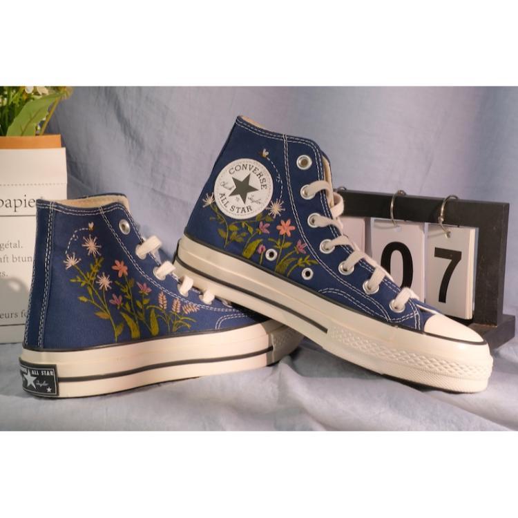 Converse embroidered shoes, Converse custom small flower