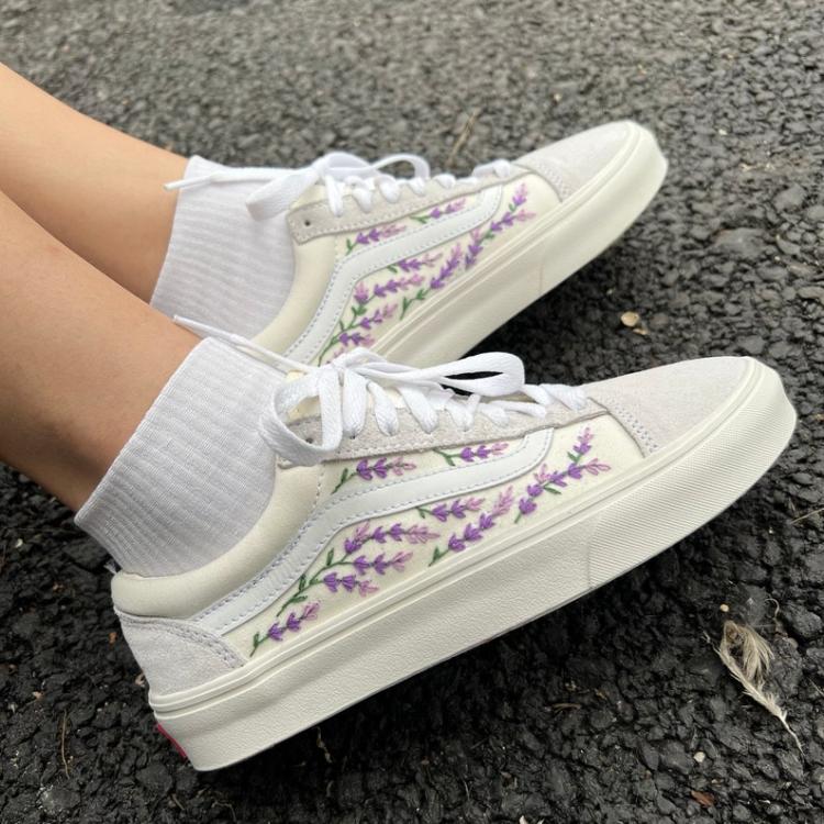 Bridal Shoes, Custom Lavender Sneakers, Custom Vans