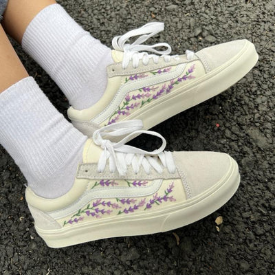 Bridal Shoes, Custom Lavender Sneakers, Custom Vans