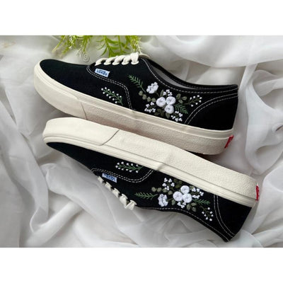 Wedding Shoes, Embroidered Sneakers, Custom Vans Shoes