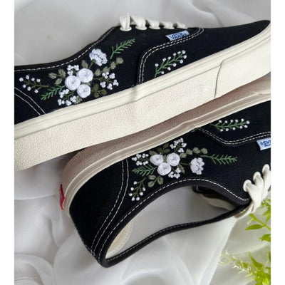 Wedding Shoes, Embroidered Sneakers, Custom Vans Shoes