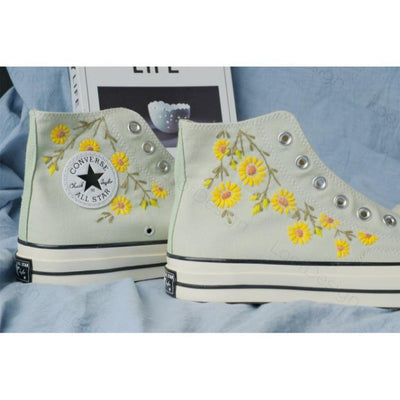 Converse embroidered shoes, Converse custom small flower