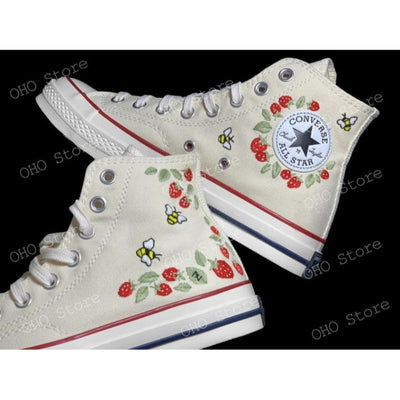 Embroidered shoes , custom converse , wedding converse