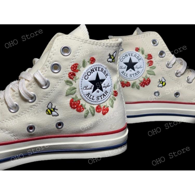 Embroidered shoes , custom converse , wedding converse