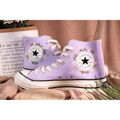 Converse embroidered shoes ,Converse custom small flower