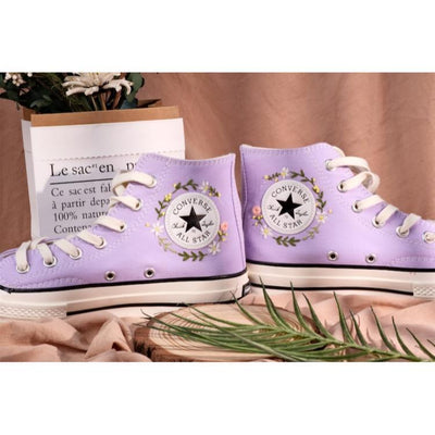 Converse embroidered shoes ,Converse custom small flower