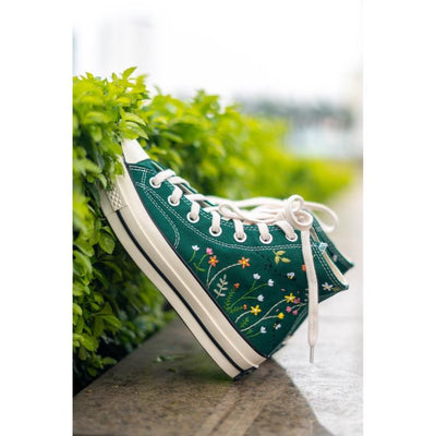 Converse High Tops, Custom Converse Embroidered Flowers