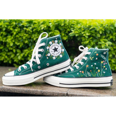 Converse High Tops, Custom Converse Embroidered Flowers