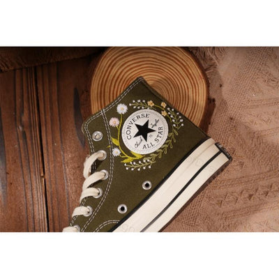 Converse embroidered shoes, Converse custom small flower