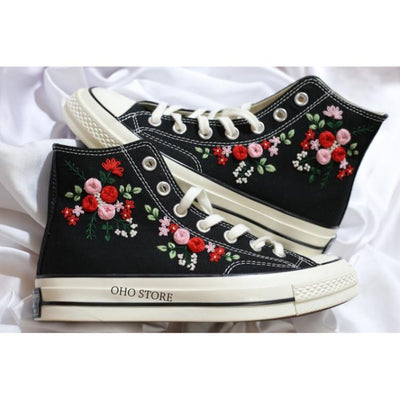 Embroidered converse, Converse Custom Flower Embroidery