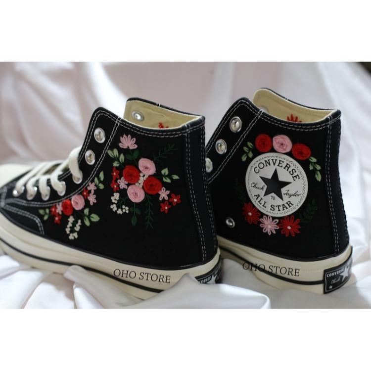 Embroidered converse, Converse Custom Flower Embroidery