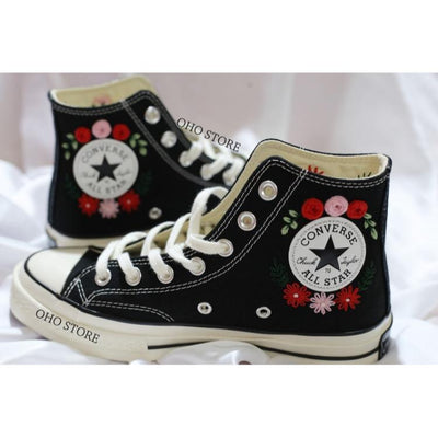 Embroidered converse, Converse Custom Flower Embroidery