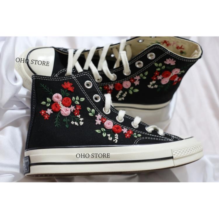 Embroidered converse, Converse Custom Flower Embroidery