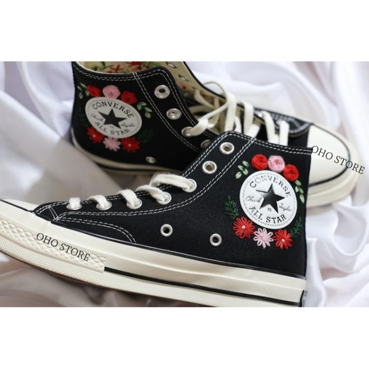 Embroidered converse, Converse Custom Flower Embroidery