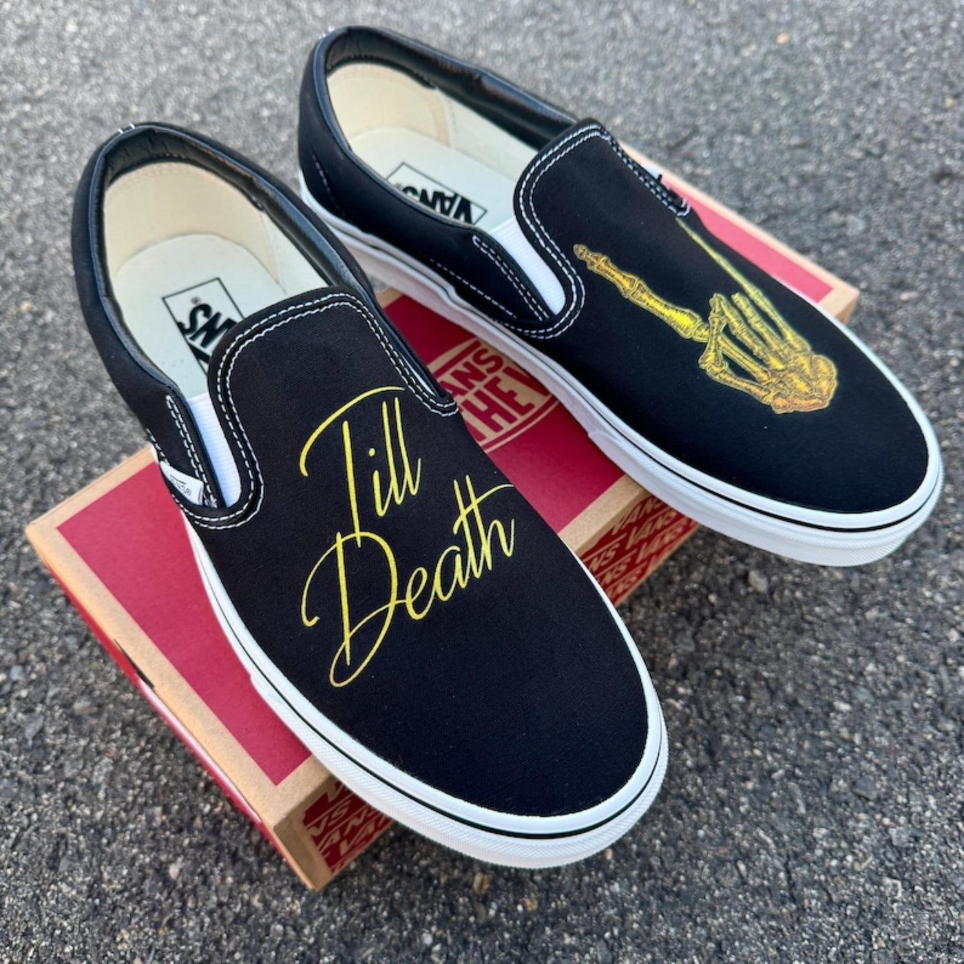 Till Death Wedding Vans Slip On Shoes