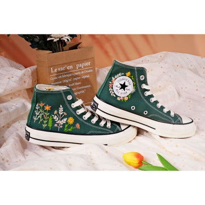 Custom Embroidery Converse, Converse High Neck Floral Embroidery