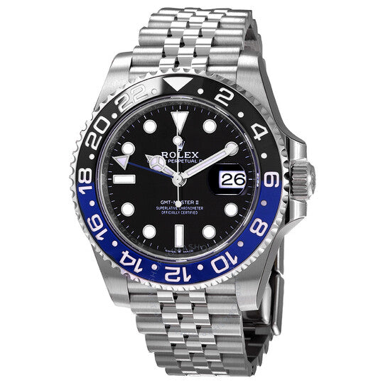 RL GMT-Master II GMT Black Dial Batman Bezel Mens Watch 40mm