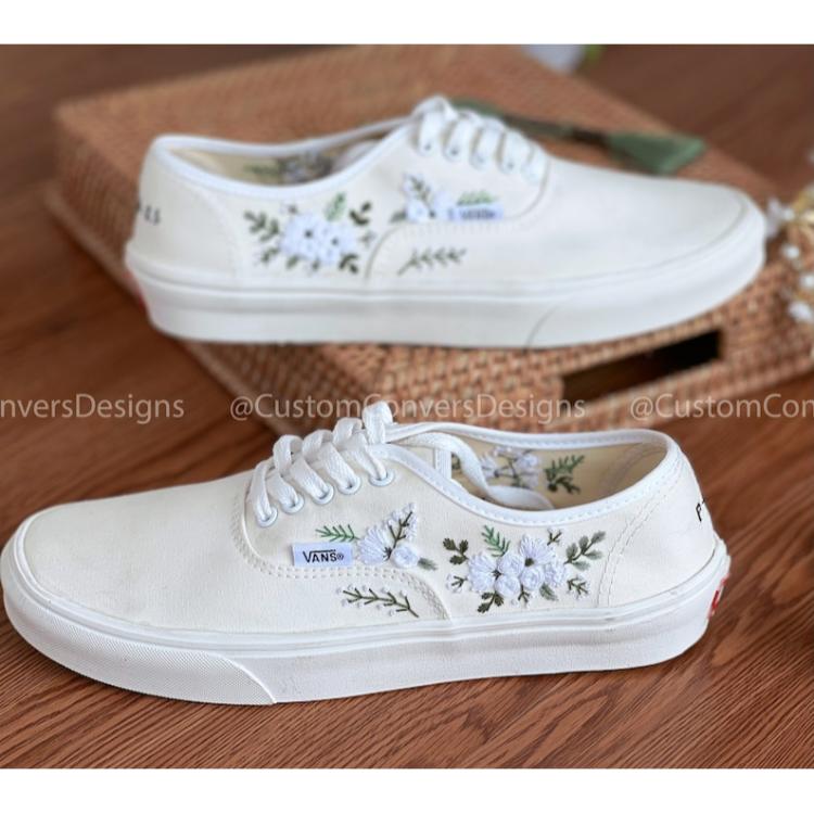 Wedding Sneakers, Custom Wedding Vans, Embroidered Vans Wedding