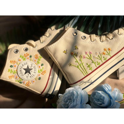 Custom embroidery , Converse ,Shoes, flower embroidery, Wedding gifts