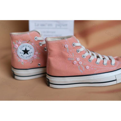 Converse embroidered shoes, small flower embroidery