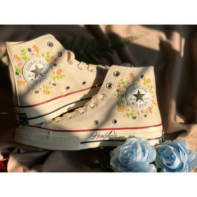 Custom embroidery , Converse ,Shoes, flower embroidery, Wedding gifts