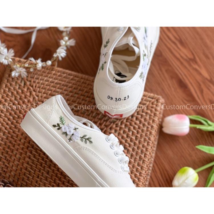 Wedding Sneakers, Custom Wedding Vans, Embroidered Vans Wedding