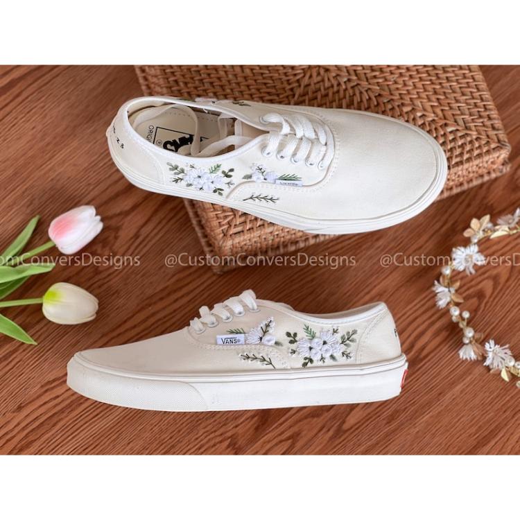 Wedding Sneakers, Custom Wedding Vans, Embroidered Vans Wedding