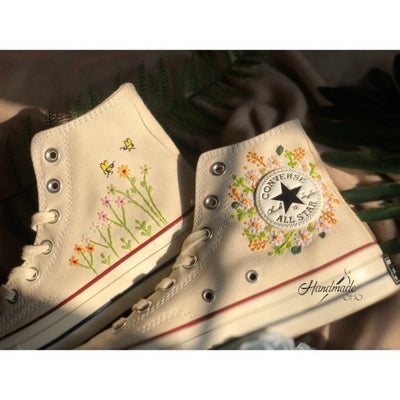 Custom embroidery , Converse ,Shoes, flower embroidery, Wedding gifts