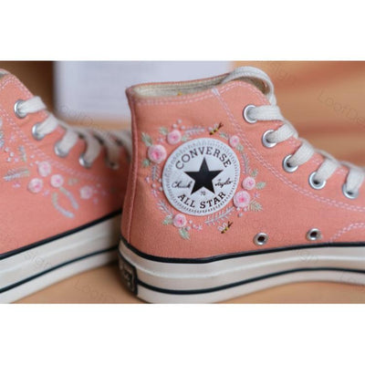 Converse embroidered shoes, small flower embroidery