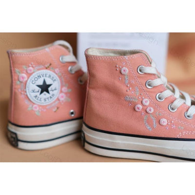 Converse embroidered shoes, small flower embroidery