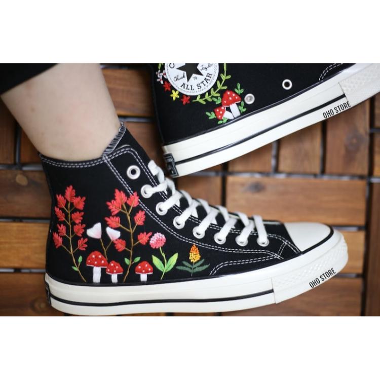 Custom Converse Chuck Taylor 1970s Mushrooms Embroidery