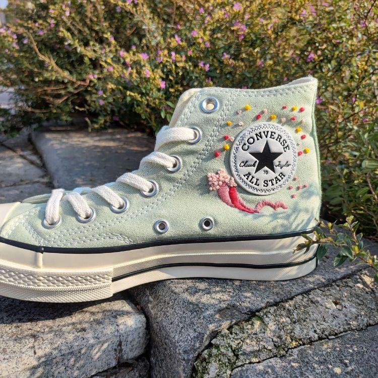 Custom Embroidery Converse, Converse High Neck Floral Embroidery