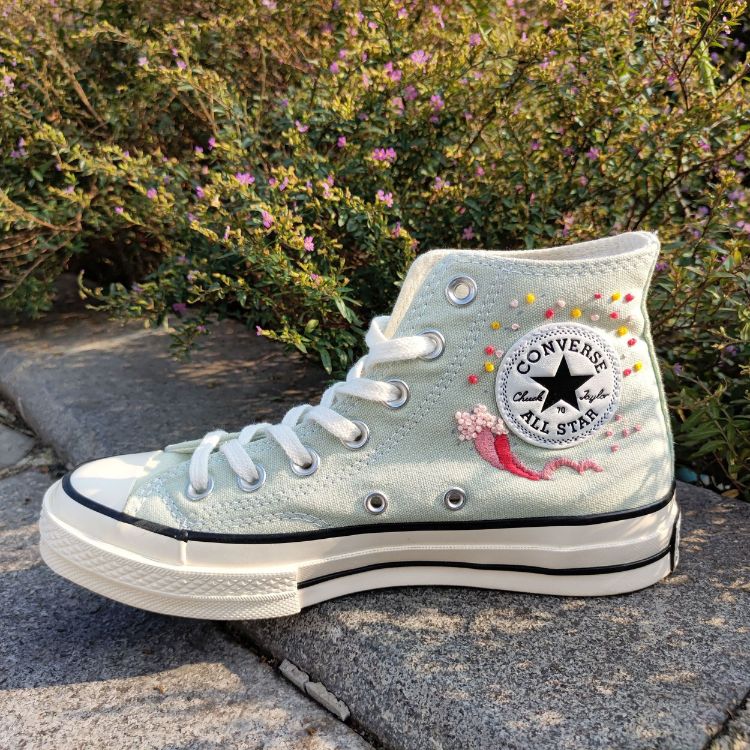 Custom Embroidery Converse, Converse High Neck Floral Embroidery